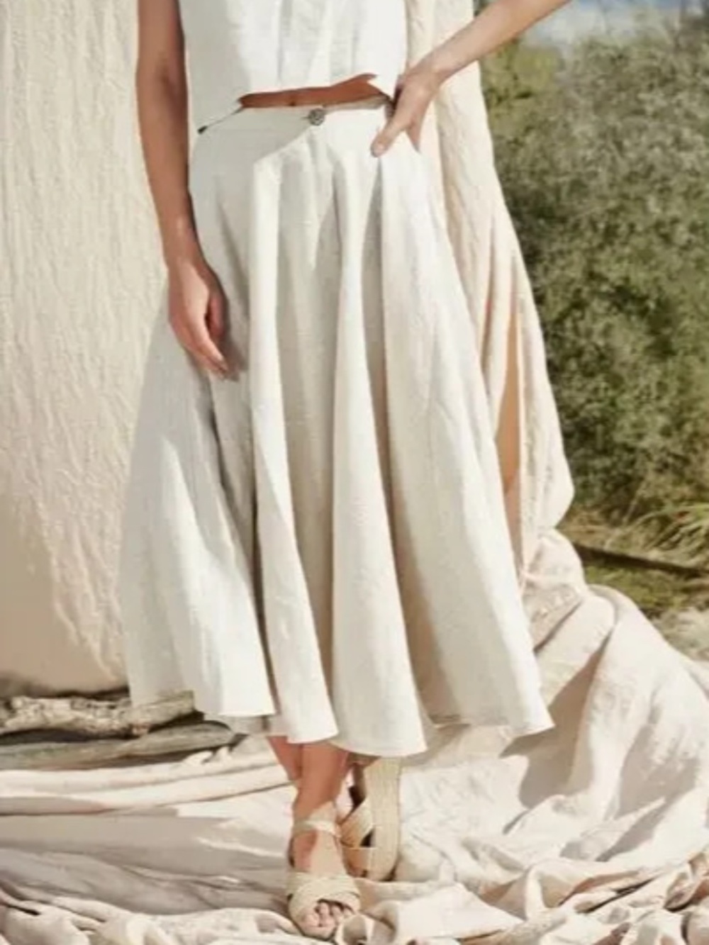 Linen Handmade Studio 100% Linen Yellow Full Circle Skirt, EUC, Size 6
